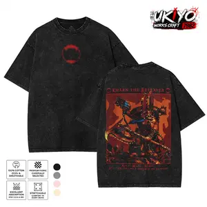 Warhammer 40K Kharn the Betrayer Washed TShirt “Kill, Maim, Burn” Chaos Space Marine Graphic Tee World Eaters Legion Design Oversized Cotton Fabric t shirts for men