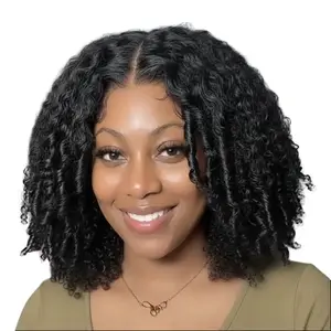Shewell Wig Upgrade 5*5 Kinky Curly With Layered Finger Coils HD Lace 100% Human Hair 300% Density,  Glue-Free, Drawstring, Wigs Human Hair,Glueless Wigs Ready To Wear, Front Lace Human Hair Wig