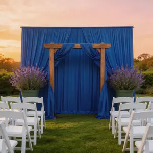 Royal Blue Soft Curtain Drapes for Backdrop 8 Pcs 5x10ft, Flowing Polyester with Delicate Drape for Wedding, Baby Shower, Anniversary, Home Event