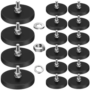16Pack Rubber Coated Magnets, 30LBS Rubber Coated Neodymium Magnets with M5 Magnetic Assembly Base for Light Bar Mirror Tool(1.69 Inch)
