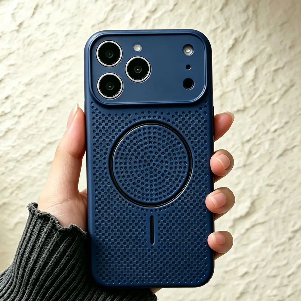 Honeycomb Cooling Magnetic Stand Smartphone Case - Casing Cover with Shockproof Protection, Anti-Fall, Wireless Charging Support for iPhone 17 Pro Max/17 Air/16/15/14 Plus/13/12 Series, Partner Gift