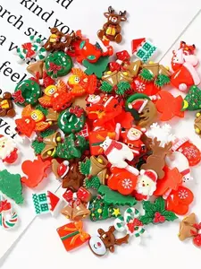 50pcs Resin Christmas Charms, Flatback Embellishments for DIY Crafts, Festive Assorted Shapes for Scrapbooking Accessories Jewelry Making, Christmas mixed ornaments, Christmas Gifts, Christmas Decorations, Gifts for Children, Mixed Styles, DIY With Charms
