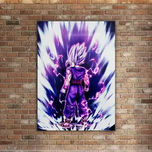 Gohan Beast Metal Wall Art, dbz Super Hero Poster, Lightning Aura Decor( Unframed - Print Only )
