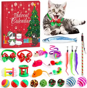 【Holiday Countdown Fun】 PURRJOY 24Pcs Cat Advent Calendar Indoor Use Toy Set Interactive Daily Surprise