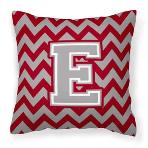 Carolines Treasures  Letter E Chevron Crimson & Grey Fabric Decorative Pillow