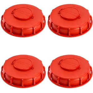 Tote Lid Cover, 4 Pack 6.5" IBC Tank Water Liquid Tank Cap with Vent Hole for Chemical, Food, Industries Storage, Red