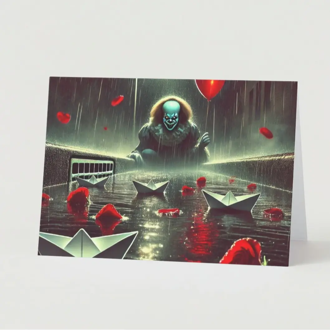 Horror Valentine's Day Card - Inspired by Pennywise Set of 5 - Unique Design for a Special Occasion