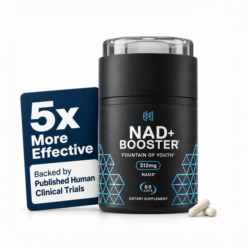 HPN NAD3 NAD+ Booster Patented 312mg Copper + Niacin Dietary Supplement Stack - Theacrine, 60 Capsules (1-Month Supply), Activates Sirtuins for Cell Support, Nlrp3 Modulated, Energy Support, Healthy Aging, Nicotine-Free, Clinically & Third-Tested