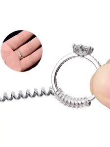 4-piece/set ring size, women's ring measurement tool, spiral spring ring adjustment invisible transparent tensioner adjustment tool, jewelry guard, transparent silicone ring adjuster, precise fit, essential jewelry accessory for women