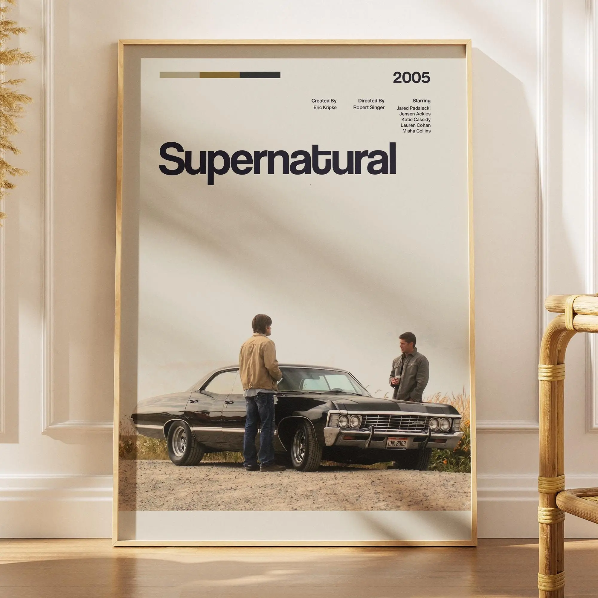 [SALE UP TO 40%] [Unframed] Supernatural TV Show Poster, Winchester Brothers Art, Dean Sam Castiel Retro Print, Anti Possession Wall Decor, Geek Cinephile Gift