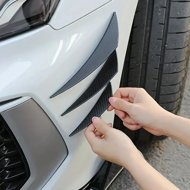 6-Piece Car Spoiler Kit – Universal Carbon Fiber Texture Wind Knife for Front Bumper & Side Skirts, Anti-Collision Design, Easy Install No Drilling, Boosts Aerodynamics & Aggressive Style (SUV, Sedan, Truck)