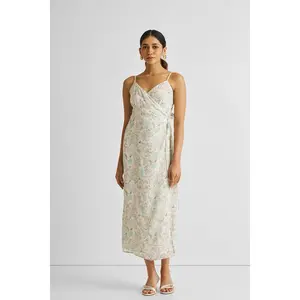 Strappy Wrap Dress in Blue Florals