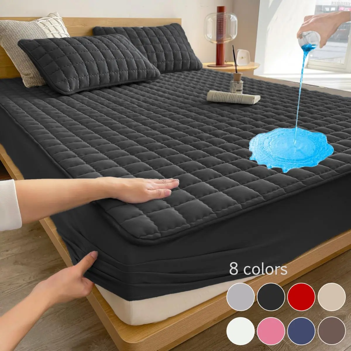 Waterproof Quilted Mattress Cover, Soft, Comfortable and Breathable Mattress Protector, Bedding Supply for Bedroom, Guest Room, Apartment, School and Home, Mattress Cover Set