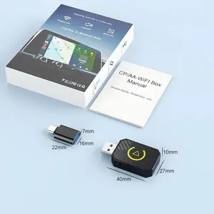 2-in-1 wireless Apple CarPlay adapter, compatible with Apple and Android systems, can convert wired CarPlay to wireless CarPlay, suitable for car models with built-in wired CarPlay manufactured in 2017 and later, color: black.