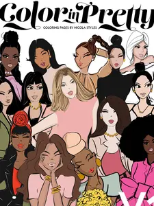 Color In Pretty Paper Dolls by Nicola Styles - Pre-Colored Skin Tones for Diversity & Self-Love Paper Dolls Coloring Sheet adults and Kids