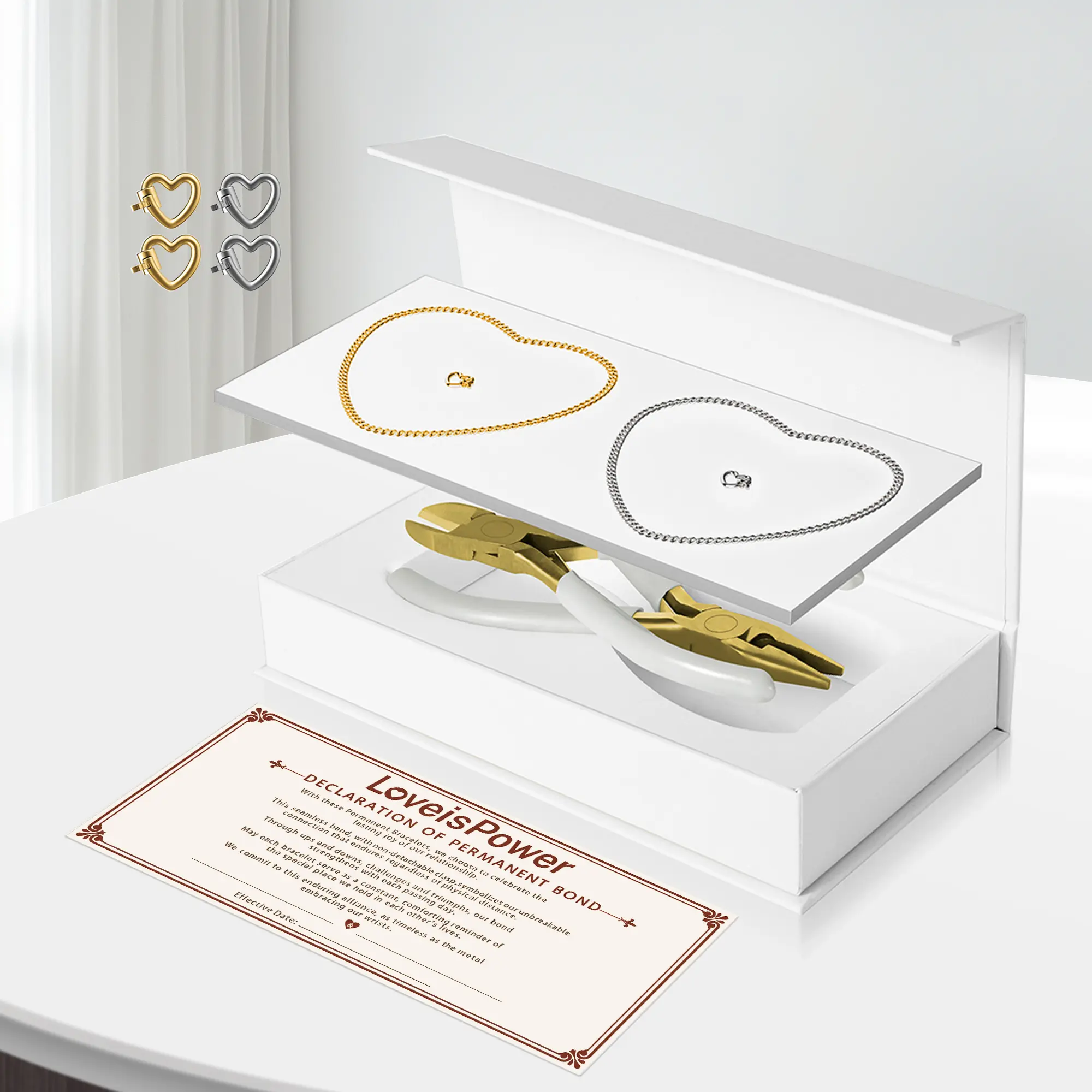 Unisex Romance Heart Lock Clasp Couple Bracelet Kit - Durable Costume Jewelry, Elegant Unique Accessory, Thoughtful Permanent Love Gift for Anniversary, Special Occasions, Durability