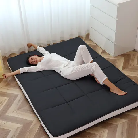 Lilypelle Japanese Foam Filling Floor Mattress - 3.5"/4" High-Quality Checkered/Plaid Roll-Up Tatami Pad, Foldable Memory Foam Tent Lounger, Twin Portable Adult Dorm/Guest Room Indoor Furniture Essential