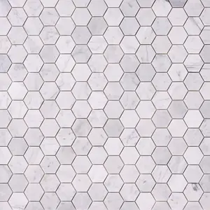 Carrara White 2″ Hexagon Polished/Honed Marble Mosaic Sample