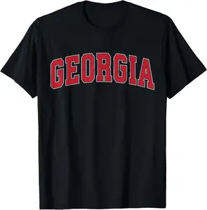 100% Cotton Fashion Garment Vintage Georgia GA Men Georgia GA Women Classic Retro Red T-Shirt
