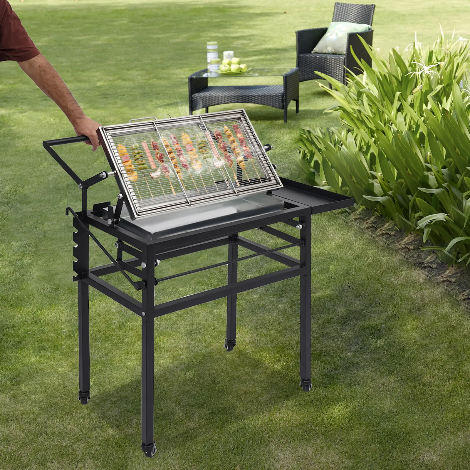 Charcoal Flip Grill for 8 People Outdoor BBQ Picnic Camping Backyard Patio Use