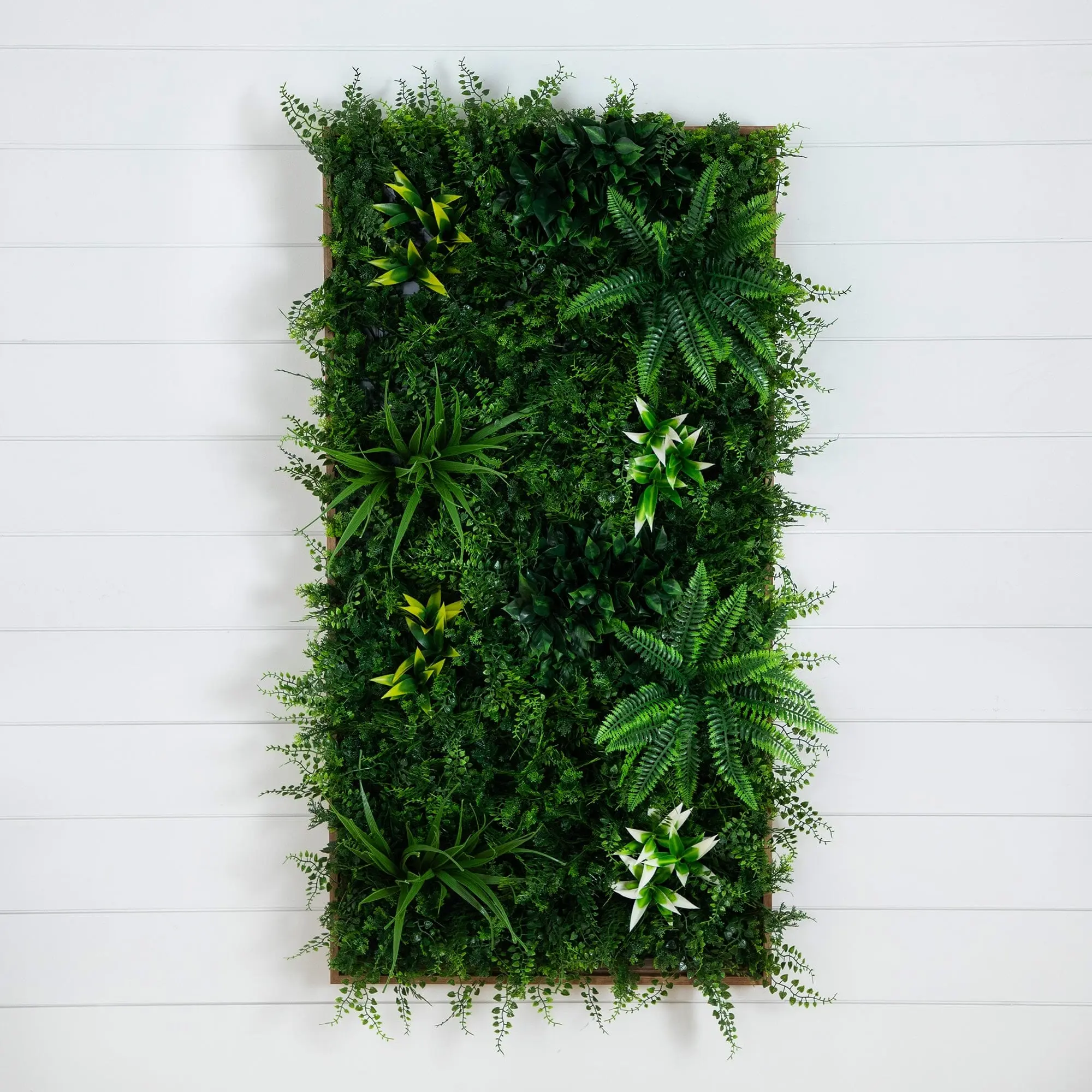 20-in x 40-in UV-Resistant Costa Rican Tropical Forest Artificial Living Wall Art Panel, Dark Wood-Like Decorative Faux Plant Decor for Room