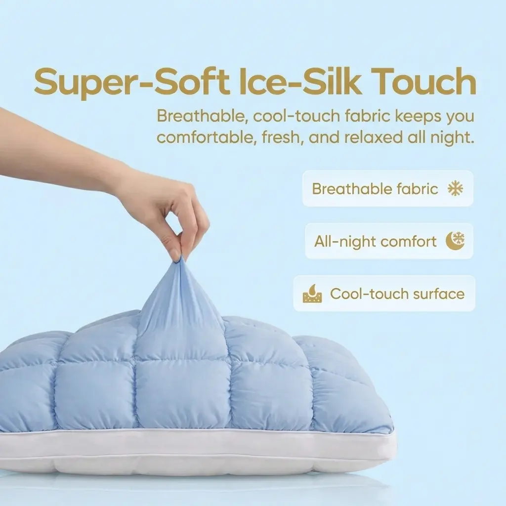 Cloud Comfort Quilted Puff Grid Pillow - Soft, Fluffy Plush, Breathable Support Bedding for Side & Back Sleepers, Cozy Travel Accessory for Better Rest