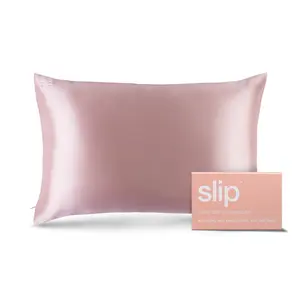 Slip Silk Pillowcase | Queen Size, Zippered Closure | Pink | 100% Pure Mulberry Silk | Anti-Aging, Anti-Sleep Crease, Anti-Bed Head | Designed to be gentle on Skin & Hair, Luxury Sleep Essential