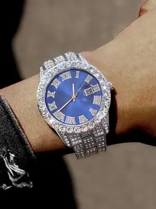 Quartz Watch Set Fashion Luxury Hip-Hop Style Unisex Daily Wear Shiny Rhinestone Decorated Watch Jewelry Gift for Friends All Seasons Zinc Alloy Chain Material Analog Quartz Watch Fashionable Watches