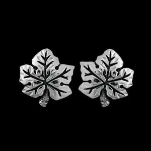 Sterling Silver Maple Leaf Stud Earrings