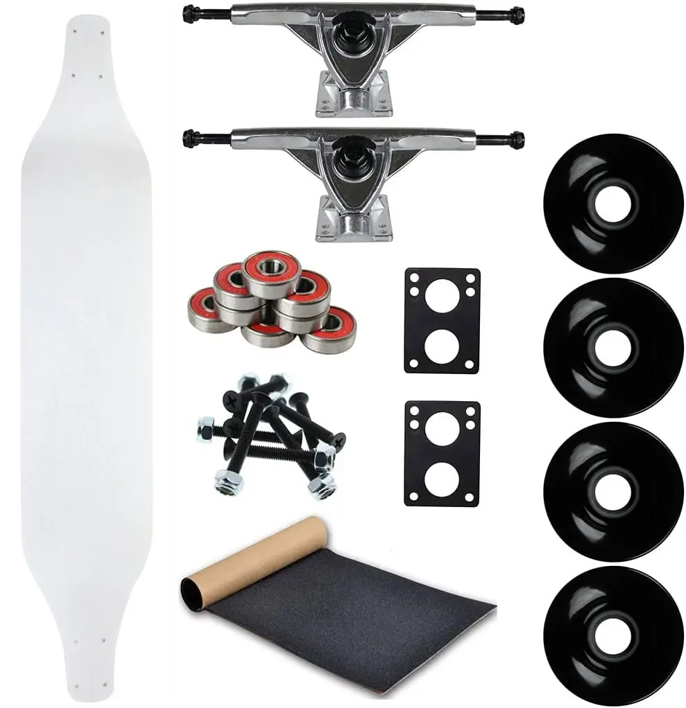 Moose Longboard Complete 8" x 40" Canadian Maple Drop Down Dipped White