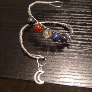 Chakra Bracelet with Seven Colorful Beads and Silver Moon Charm for Energy Healing and Balance