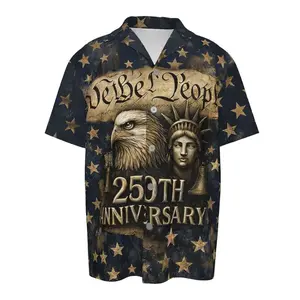 250 Years USA Hawaiian Shirt, 1776-2026 Patriotic Design Tropical Short Sleeve Shirt, Summer Aloha Button Down Shirt, Gift for Him or Her