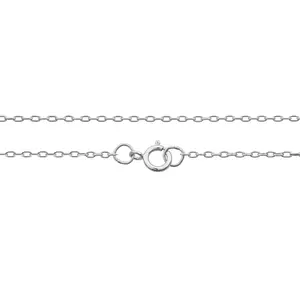Sterling Silver 1.8x1.1mm Drawn Cable Chain 14" With Spring Ring Clasp - 1pc