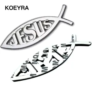 Jesus Fish Decal Car Sticker 3D Chrome Logo Religious God Christ Christian Symbol Perfect Gift for Christians