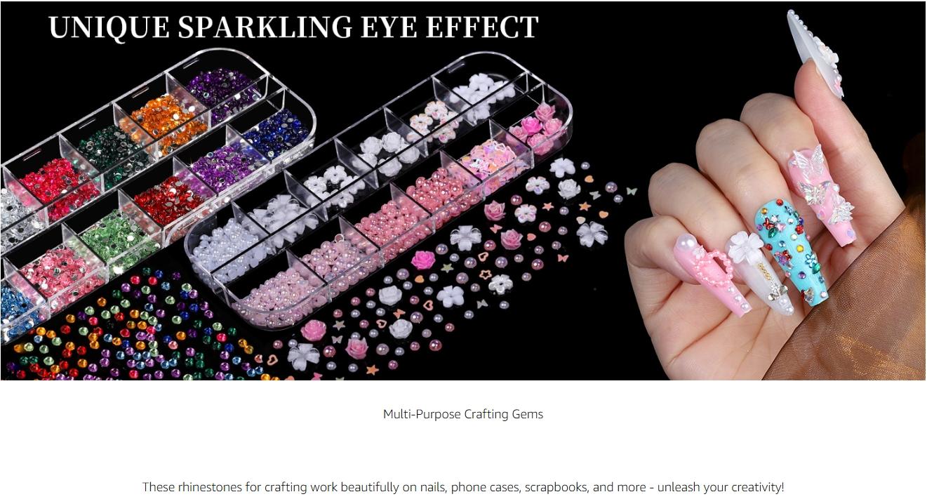 Nail Charms, Nail Rhinestones Kit with 8 Boxes of Nail Gems, 3D Charms for Nails, Colorful Clear Flatback Rhinestones, Charms Y2K for Nails, Multi Shape Pearls Jewels for Crafts Nail Charms, Nail Rhinestones Kit with 8 Boxes of Nail Gems, 3D Charms for Nails, Colorful Clear Flatback Rhinestones, Charms Y2K for Nails, Multi Shape Pearls Jewels for Crafts