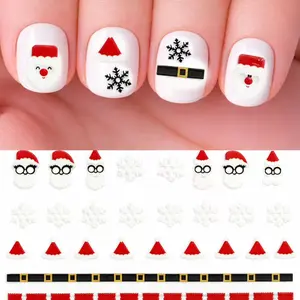 Santa Nail Decals Snow Flakes Hat Christmas Nail Stickers Holiday Nail Art Peel & Stick