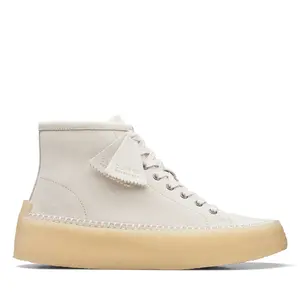 Clarks Caravan Mid 26167698 Mens White Suede Lifestyle Sneakers Shoes