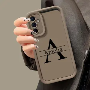 Phone case: Personalized Customized Big Letter Initials Name Phone Case Design Compatible with  Galaxy S25 S24 S23 S22 S21 Ultra Plus S20 FE A56 A55 A54 A53 A52 A35 A34 A16 A15 A14 A13 4G 5G Stylish Solid Color Soft TPU Luxury INS Cases