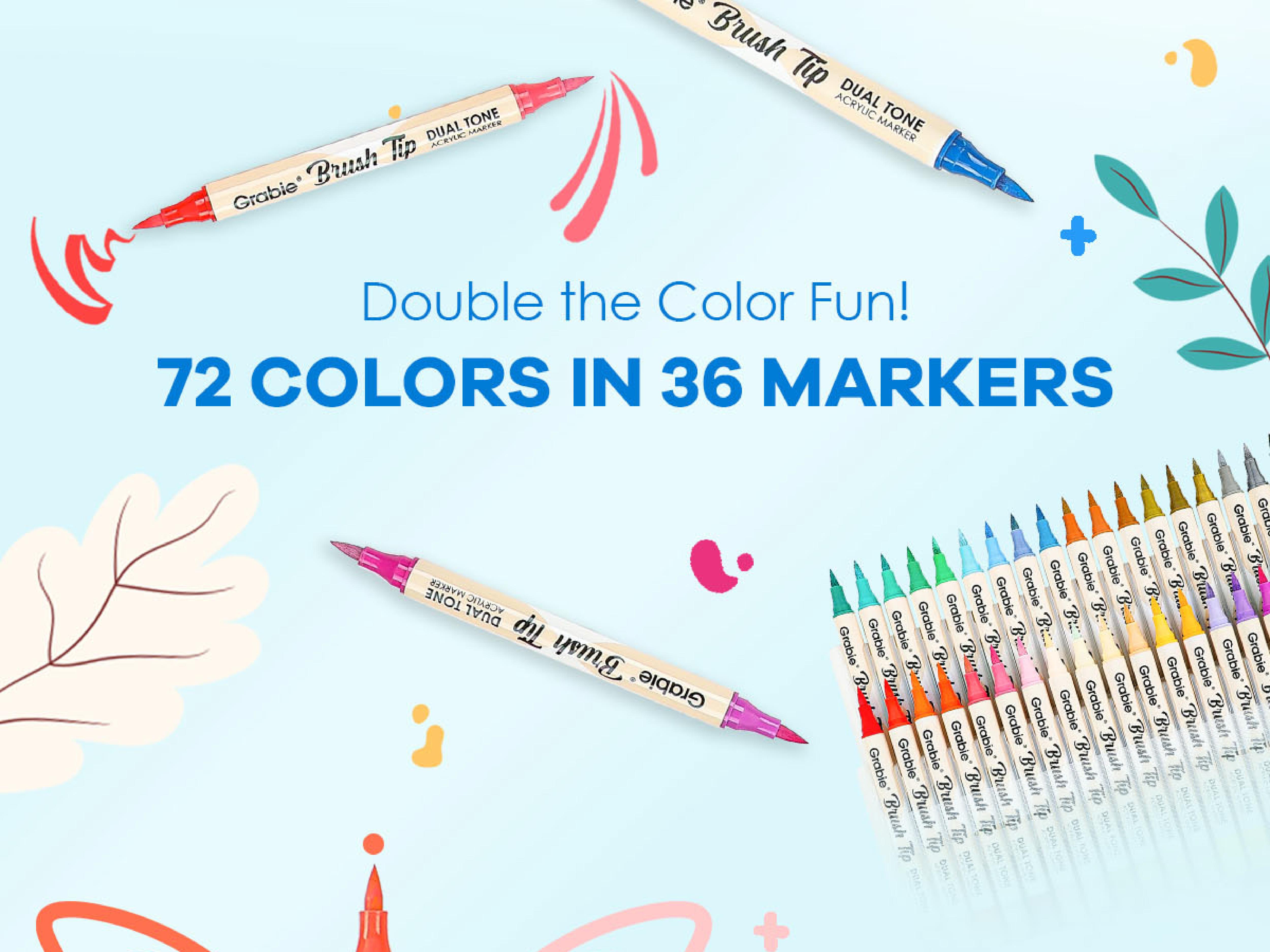Grabie Dual Tone Brush Tip Acrylic Paint Marker Set Of 36, artist supplies, drawing materials, HolidayHaul Grabie Dual Tone Brush Tip Acrylic Paint Marker Set Of 36, artist supplies, drawing materials, HolidayHaul