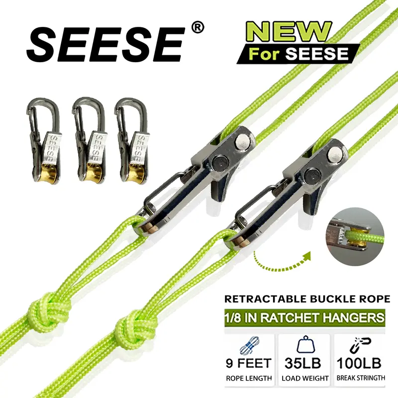 SEESE Rope Tightening Tool & Tensioner, Retractable Buckle Rope-Adjustable Ropes 2026 New Rope Roller with Accessory Cord - Easy Secure Tie Down for Outdoor,Camping, Marine Rope,and Boating Guy Lines ,Tools Gadgets,Truck Stuff ,Halloween gifts