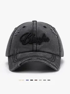 New Washed Distressed Letter Embroidery Snapback Cap Trendy Men's Outdoor Fashion Street Style Women's Sports Baseball Caps Adjustable Hat