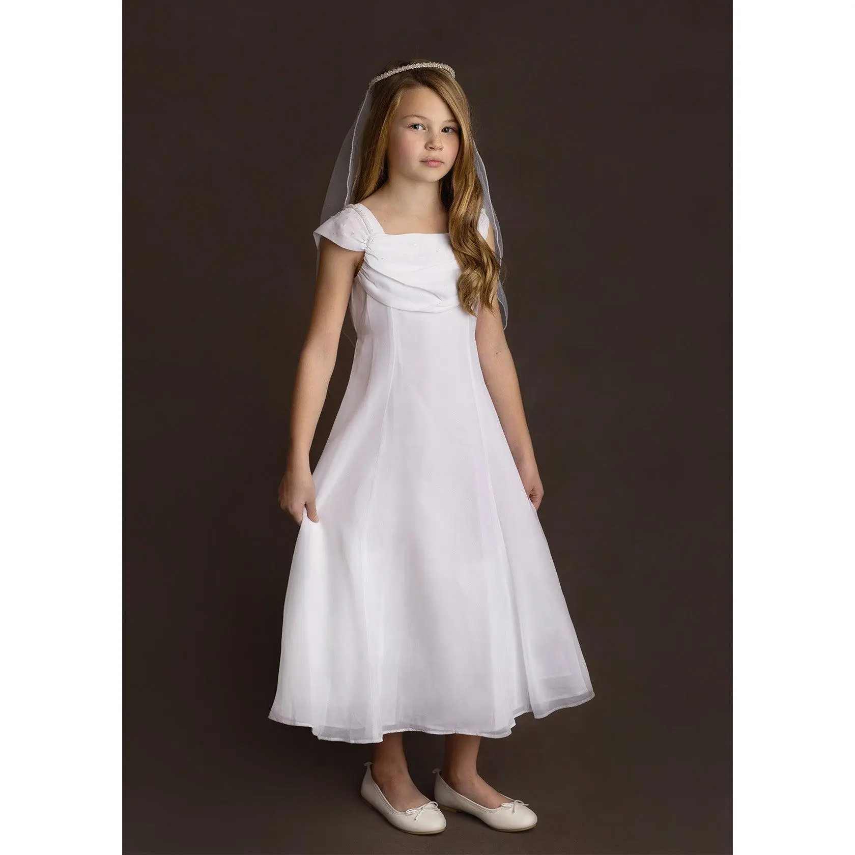 Chiffon Communion Dress w/ Beaded Shoulder Detail - TikTok Shop Chiffon Communion Dress w/ Beaded Shoulder Detail - TikTok Shop