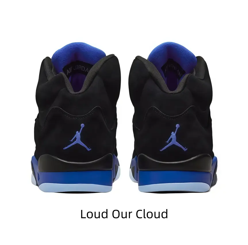 Cool black and royal blue high top athletic shoes crafted with soft matte suede, bright blue inner lining and rear logo, dual-tone midsole and translucent light blue outsole, timeless street sneakers for men’s daily outfits