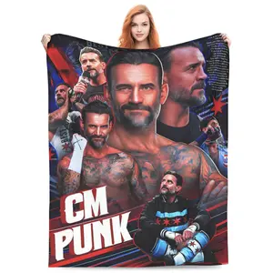 CM Punk Fleece Blanket Cozy Wrestling Throw Blanket Soft Warm Bedding Couch Blanket Travel Blanket Outdoor Blanket