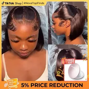 Alipearl Hair Half Up Half Down 13x4 Lace Frontal Pre Styled Glueless Ponytail Wig Human Hair Pre Bleached Pre Cut Braided Bob Wig Beginner Friendly
