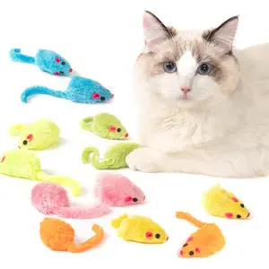 12PCS Rattle Cat Mouse Toys also Prefilled Catnip, 2.36” Mice Body Size, Faux Fur Cat Mice Toys with Plastic Body, Interactive Catnip Toys for Indoor Cats Play Fetch