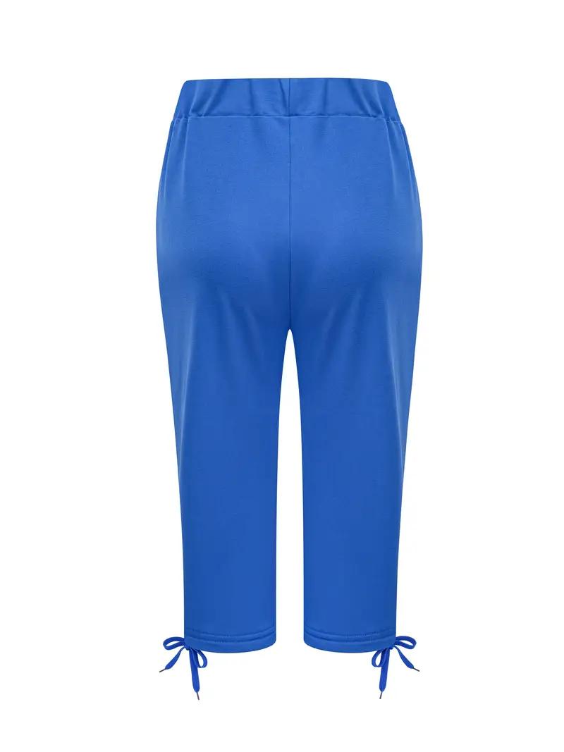 5pcs Women's Lightweight Capri Pants with Drawstring Waist - Loose Fit Casual Trousers, Mid-Stretch Machine-Washable Fabric, Solid Colors for Spring & Summer Casual Attire, Capri Leggings, Comfortable, Nontransparent Material