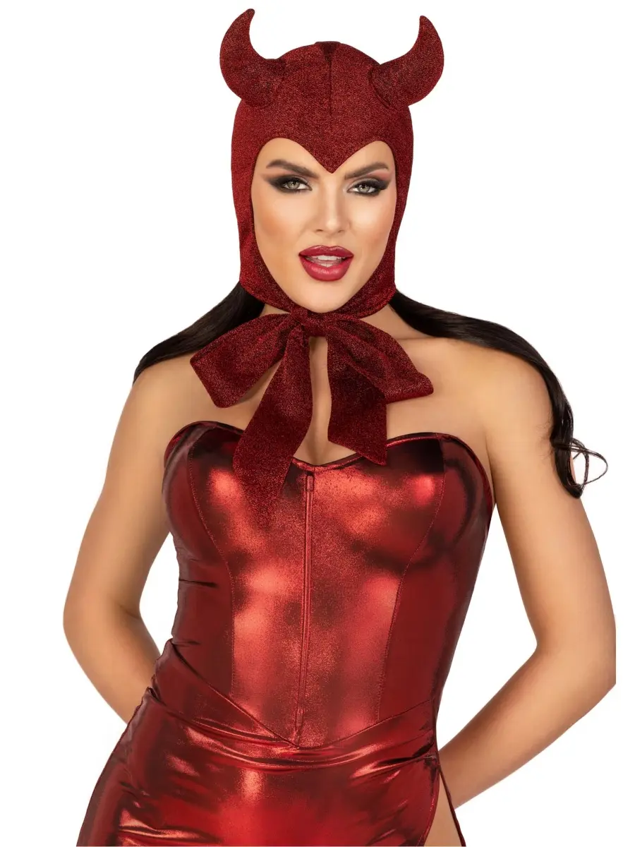 Leg Avenue Women's Vintage Glitter Fabric Devil Bonnet - Red, 1 Size Fits Most, Lady Devil Theme Pet Costume Accessories (A1088-00322)