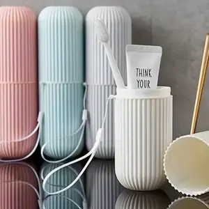 Portable Toothbrush and Toothpaste Holder Set with Cup - Leakproof Travel Toothbrush Case, Couples Toothbrush Storage Organizer, Easy Carrying, Alcohol Free - Essential Travel Accessory Bottles