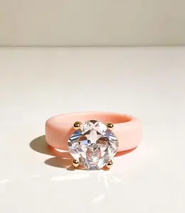Silicone Ring for Women, 11.1x11.1mm Cushion Cut CZ, Unique design